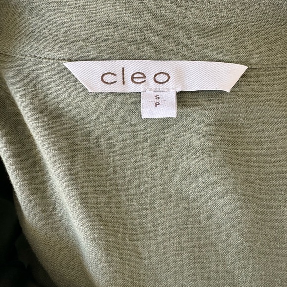 Olive Green khaki Jean Jacket Linen Blend Women’s Size Small Cleo - Picture 5 of 8